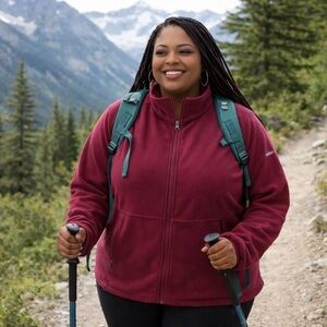 Columbia Interchange Fleece Jacket Women’s 1X – Deep Red / Burgundy